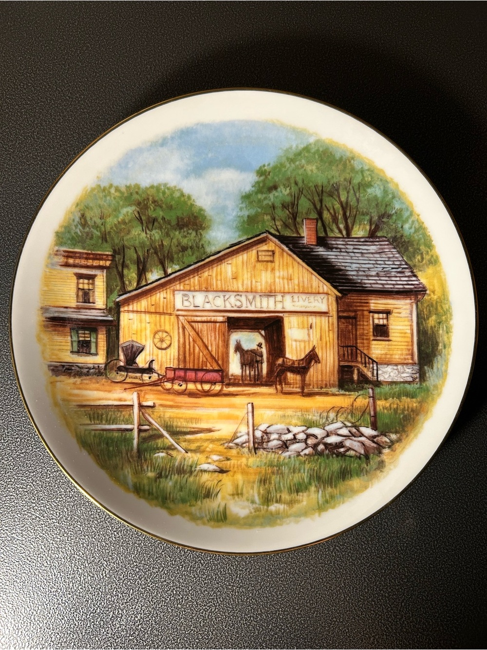 Vintage Country Living Legacy Oxmoor Gallery Blacksmith Scene Plate